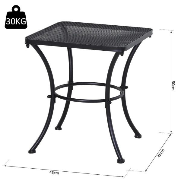 Masa gradina/terasa/balcon pentru exterior, patrata, metalica, negru, 45x45x50 cm