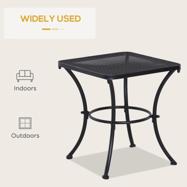 Masa gradina/terasa/balcon pentru exterior, patrata, metalica, negru, 45x45x50 cm