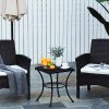 Masa gradina/terasa/balcon pentru exterior, patrata, metalica, negru, 45x45x50 cm
