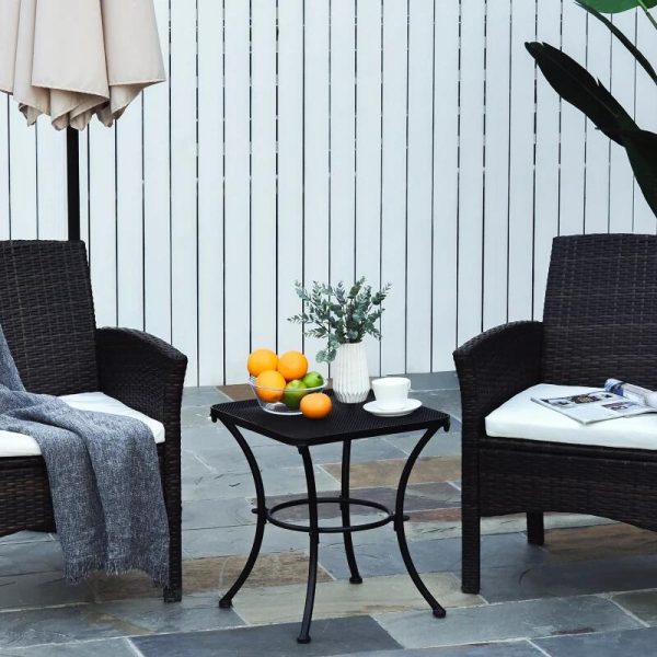 Masa gradina/terasa/balcon pentru exterior, patrata, metalica, negru, 45x45x50 cm