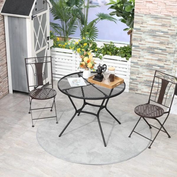Masa gradina/terasa/balcon pentru exterior, rotunda, metalica, negru, 91×71.5 cm