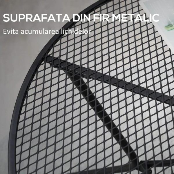 Masa gradina/terasa/balcon pentru exterior, rotunda, metalica, negru, 91×71.5 cm