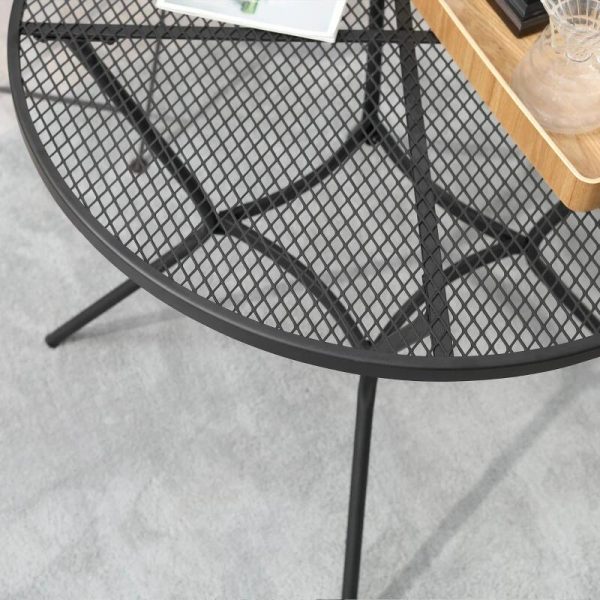 Masa gradina/terasa/balcon pentru exterior, rotunda, metalica, negru, 91×71.5 cm