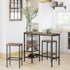 Masa pentru bucatarie/living/bar, Artool, inalta, pal, otel, cu suport pahare si sticle, 3 rafturi, maro rustic, 110x40x90 cm