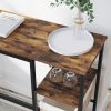 Masa pentru bucatarie/living/bar, Artool, inalta, pal, otel, cu suport pahare si sticle, 3 rafturi, maro rustic, 110x40x90 cm