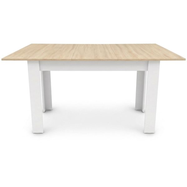 Masa pentru sufragerie/living, Artool, cu blat extensibil, pal, alb si stejar Sonoma, 120-160x80x75 cm