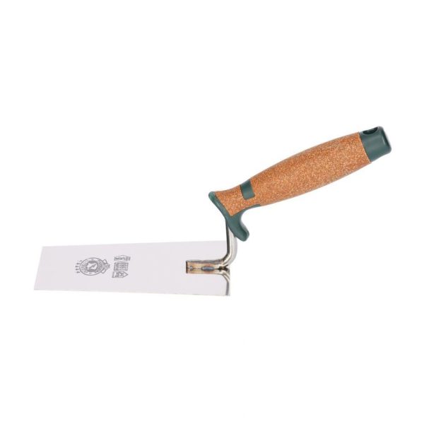 Mistrie inox, trapez, ingusta, sudura in puncte, 18 cm, maner pluta, Olejnik