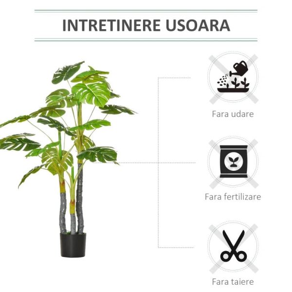 Planta artificiala, monstera cu ghiveci, verde, 120 cm