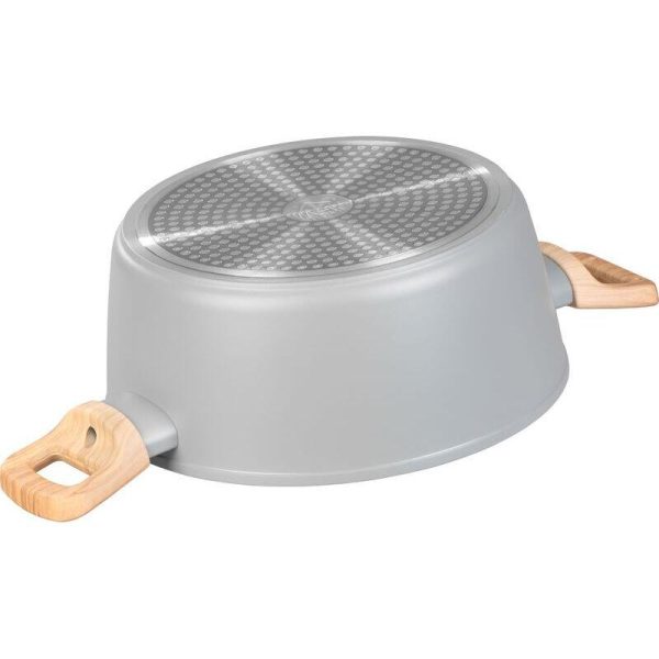 Oala ceramica cu capac de sticla, manere lemn, 4 L, 24 cm, MagicHome Harmony