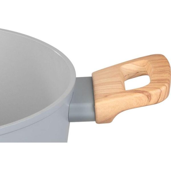Oala ceramica cu capac de sticla, manere lemn, 4 L, 24 cm, MagicHome Harmony