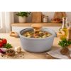 Oala ceramica cu capac de sticla, manere lemn, 4 L, 24 cm, MagicHome Harmony