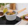 Oala ceramica cu capac de sticla, maner lemn, 1.3 L, 16 cm, MagicHome Harmony