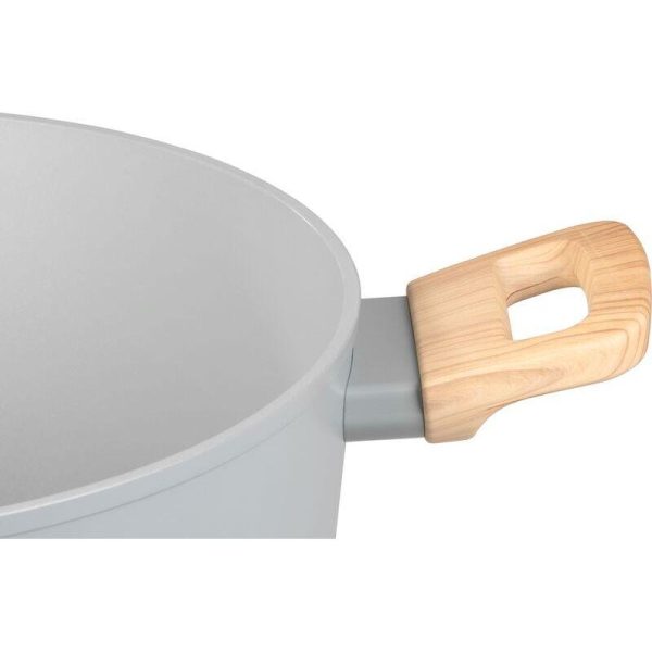 Oala ceramica cu capac de sticla, manere lemn, 5.9 L, 28 cm, MagicHome Harmony