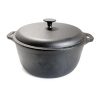 Oala de fonta cu capac, lingura de lemn, 7 L, Perfect Home