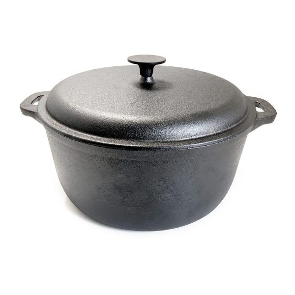 Oala de fonta cu capac, lingura de lemn, 7 L, Perfect Home