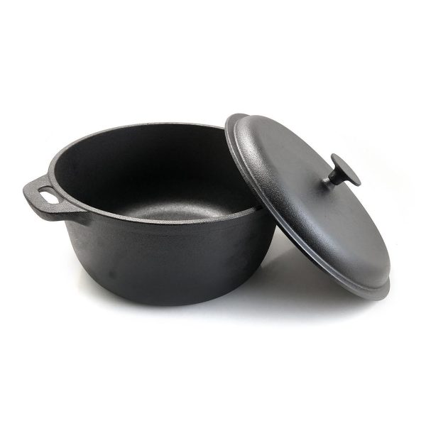 Oala de fonta cu capac, lingura de lemn, 7 L, Perfect Home