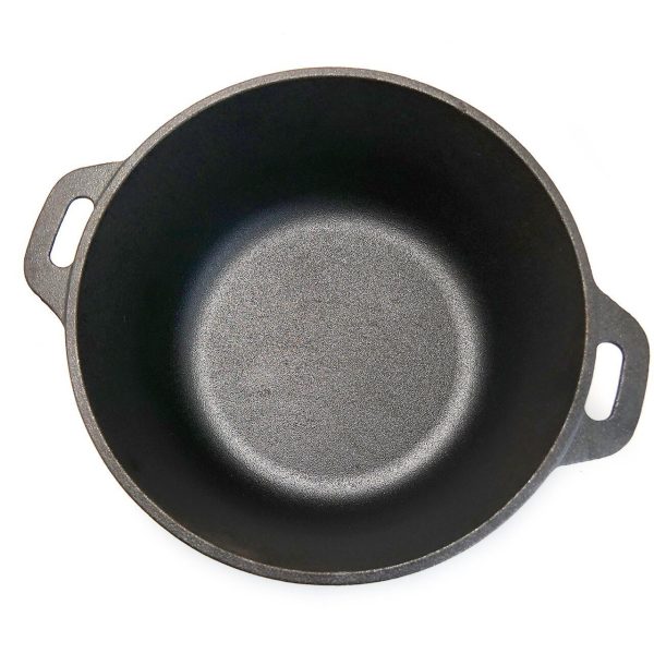 Oala de fonta cu capac, lingura de lemn, 7 L, Perfect Home