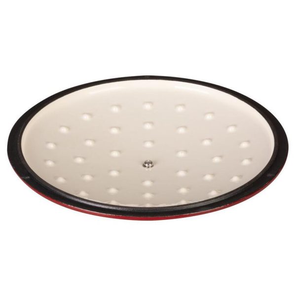Oala de fonta emailata cu capac, maner din inox, lingura de lemn, rosie, 4 L, Magic Home