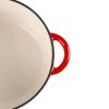 Oala de fonta emailata cu capac, maner din inox, lingura de lemn, rosie, 4 L, Magic Home