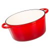 Oala de fonta emailata cu capac, maner din inox, lingura de lemn, rosie, 4 L, Magic Home