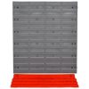 Panou scule, PP, 2 module, 2 rafturi tip suport, 50 de carlige, gri si rosu, max 30 kg, 95.5×53.5 cm