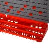 Panou scule, PP, 2 module, 2 rafturi tip suport, 50 de carlige, gri si rosu, max 30 kg, 95.5×53.5 cm