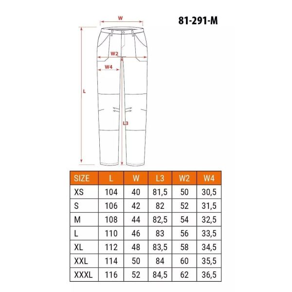Pantaloni de lucru, elastici, nylon, model Outdoor, galben mustar, marimea S/48, NEO