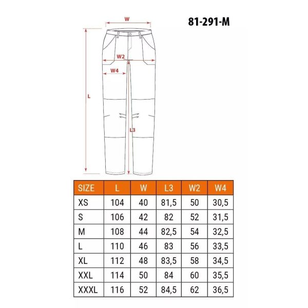 Pantaloni de lucru, elastici, nylon, model Outdoor, galben mustar, marimea L/52, NEO