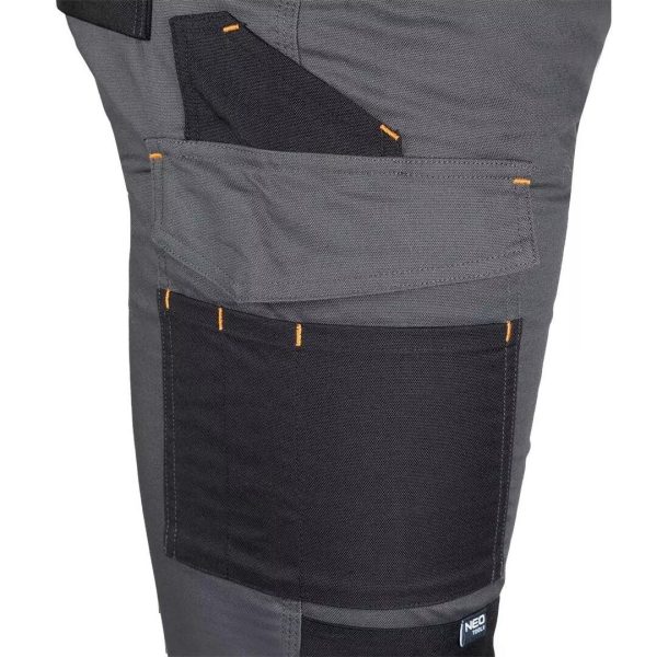 Pantaloni de lucru, poliester, bumbac, intariri genunchi, model Mix&Match, gri, marimea XXL/56, NEO