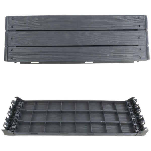 Pat/strat inaltat pentru flori, legume, din plastic, efect lemn, antracit, 149.2×75.6×25 cm, Prosperplast