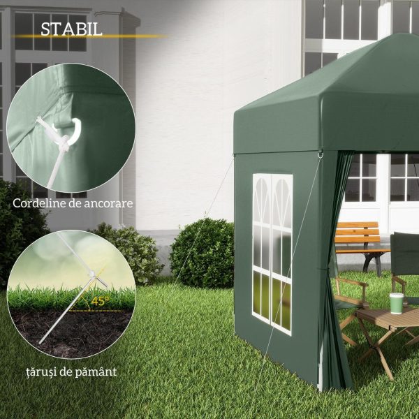 Pavilion pentru camping, cadru metalic, 4 pereti, pliabil, verde, 2x2x2.4 m