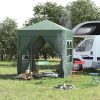 Pavilion pentru camping, cadru metalic, 4 pereti, pliabil, verde, 2x2x2.4 m