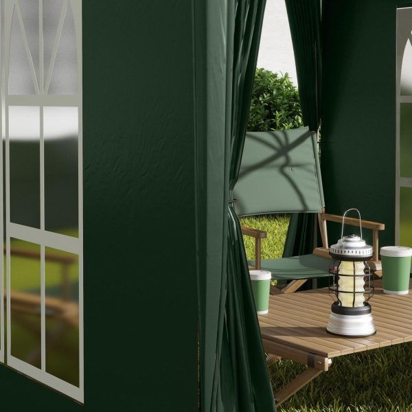 Pavilion pentru camping, cadru metalic, 4 pereti, pliabil, verde, 2x2x2.4 m