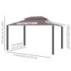 Pavilion/foisor pentru gradina/terasa, cadru aluminiu, cu plasa pentru insecte, cafeniu, 3.90×2.90×2.80 m