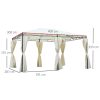 Pavilion/foisor pentru gradina/terasa, cadru metalic, cu perdele, crem, 4x3x2.55 m