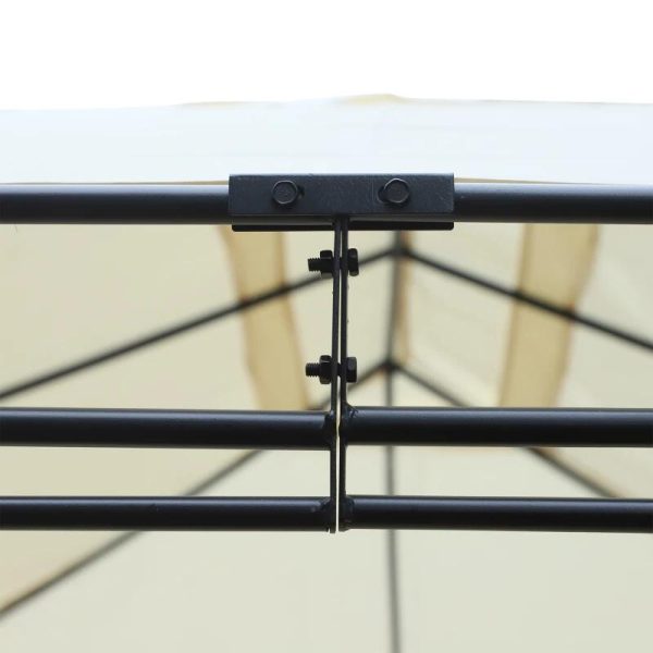 Pavilion/foisor pentru gradina/terasa, cadru metalic, cu perdele, crem, 4x3x2.55 m