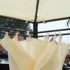 Pavilion/foisor pentru gradina/terasa, cadru metalic, cu perdele, crem, 4x3x2.55 m