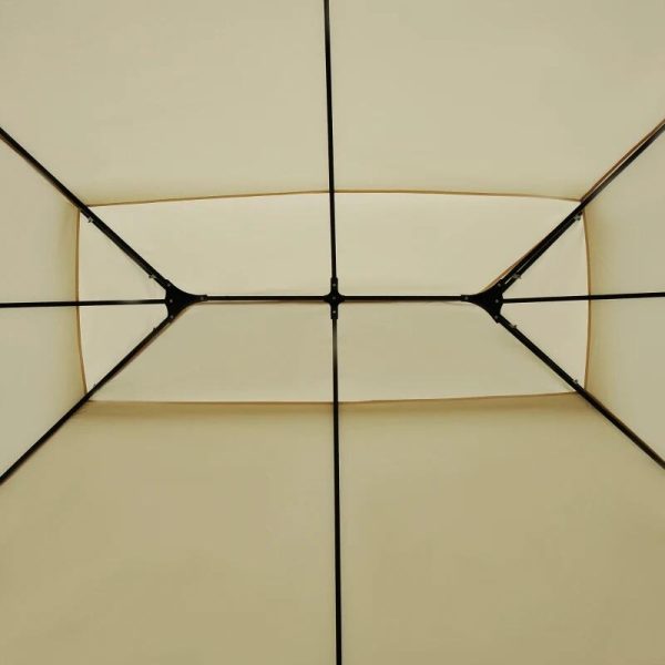 Pavilion/foisor pentru gradina/terasa, cadru metalic, cu perdele, crem, 4x3x2.65 m