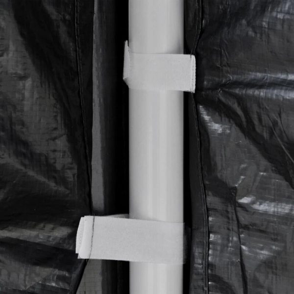 Pavilion/foisor pentru gradina/terasa, cadru metalic, cu plasa de tantari, gri inchis, 3.95×2.95×2.55 m