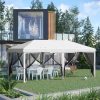Pavilion/foisor pentru gradina/terasa, cadru metalic, cu plasa pentru insecte, alb si negru, 5.85×2.95×2.70 m