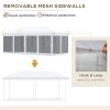 Pavilion/foisor pentru gradina/terasa, cadru metalic, cu plasa pentru insecte, alb si negru, 5.85×2.95×2.70 m