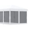Pavilion/foisor pentru gradina/terasa, cadru metalic, cu plasa pentru insecte, alb si negru, 5.85x2.95x2.70 m