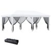 Pavilion/foisor pentru gradina/terasa, cadru metalic, cu plasa pentru insecte, alb si negru, 5.85×2.95×2.70 m
