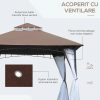 Pavilion/foisor pentru gradina/terasa, cadru metalic, cu plasa pentru insecte, maro si alb, 2.95×2.95×2.7 m