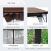 Pavilion/foisor pentru gradina/terasa, cadru metalic, cu plasa pentru insecte, maro si alb, 2.95×2.95×2.7 m