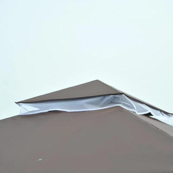Pavilion/foisor pentru gradina/terasa, cadru metalic, cu plasa pentru insecte, maro si alb, 2.95×2.95×2.7 m
