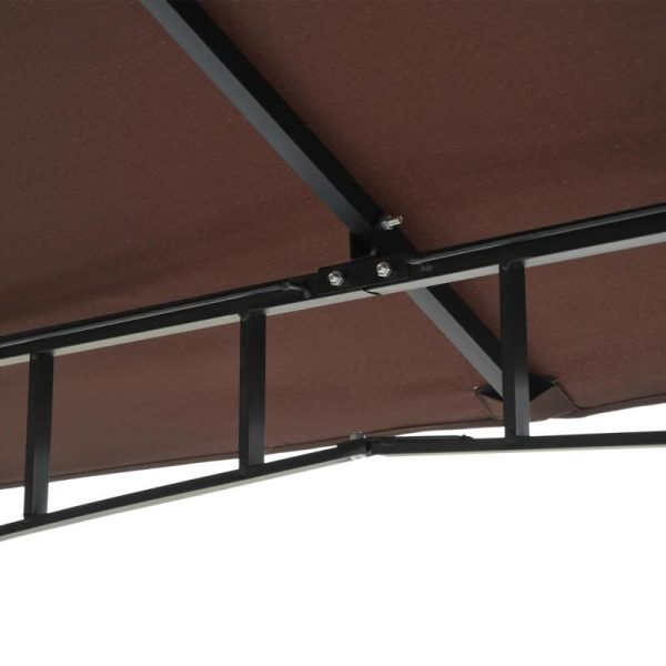 Pavilion/foisor pentru gradina/terasa, cadru metalic, cu plasa pentru insecte, maro si alb, 2.95×2.95×2.7 m
