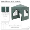Pavilion pentru camping, cadru metalic, 4 pereti, pliabil, verde, 2x2x2.4 m
