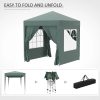 Pavilion pentru camping, cadru metalic, 4 pereti, pliabil, verde, 2x2x2.4 m