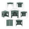 Pavilion pentru camping, cadru metalic, 4 pereti, pliabil, verde, 2x2x2.4 m